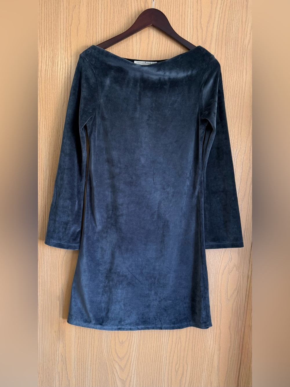 PERUVIAN CONNECTION | XS | Midnight Velour Victoria Dress Drape Neck Dress NWT